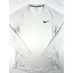 Nike Pro Dri-FIT Slim Fit Shirt Mens M White Long Sleeve Athletic Top